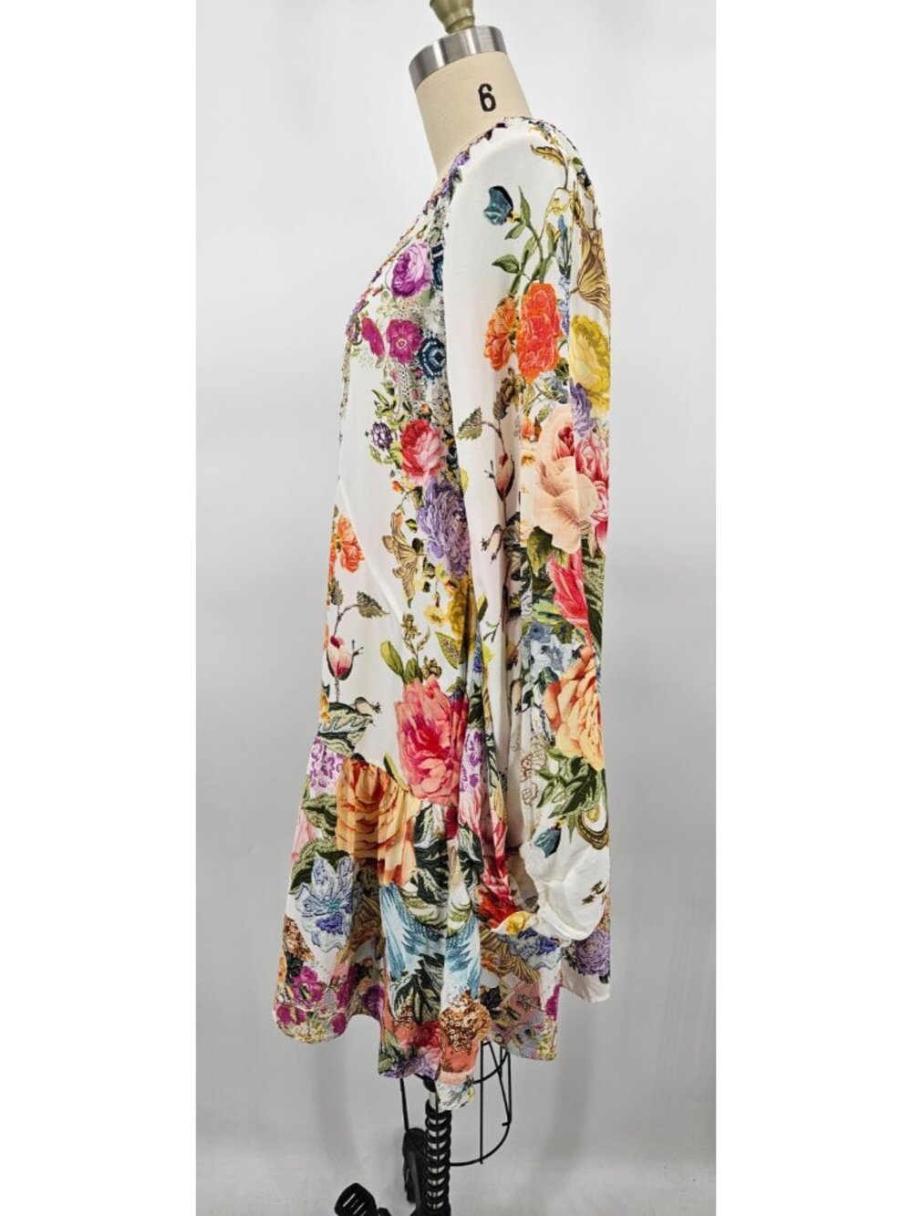 Camilla Sew Yesterday V-Neck Blouson Sleeve Mini Dress Womens XS Silk Crystals - Picture 8 of 12